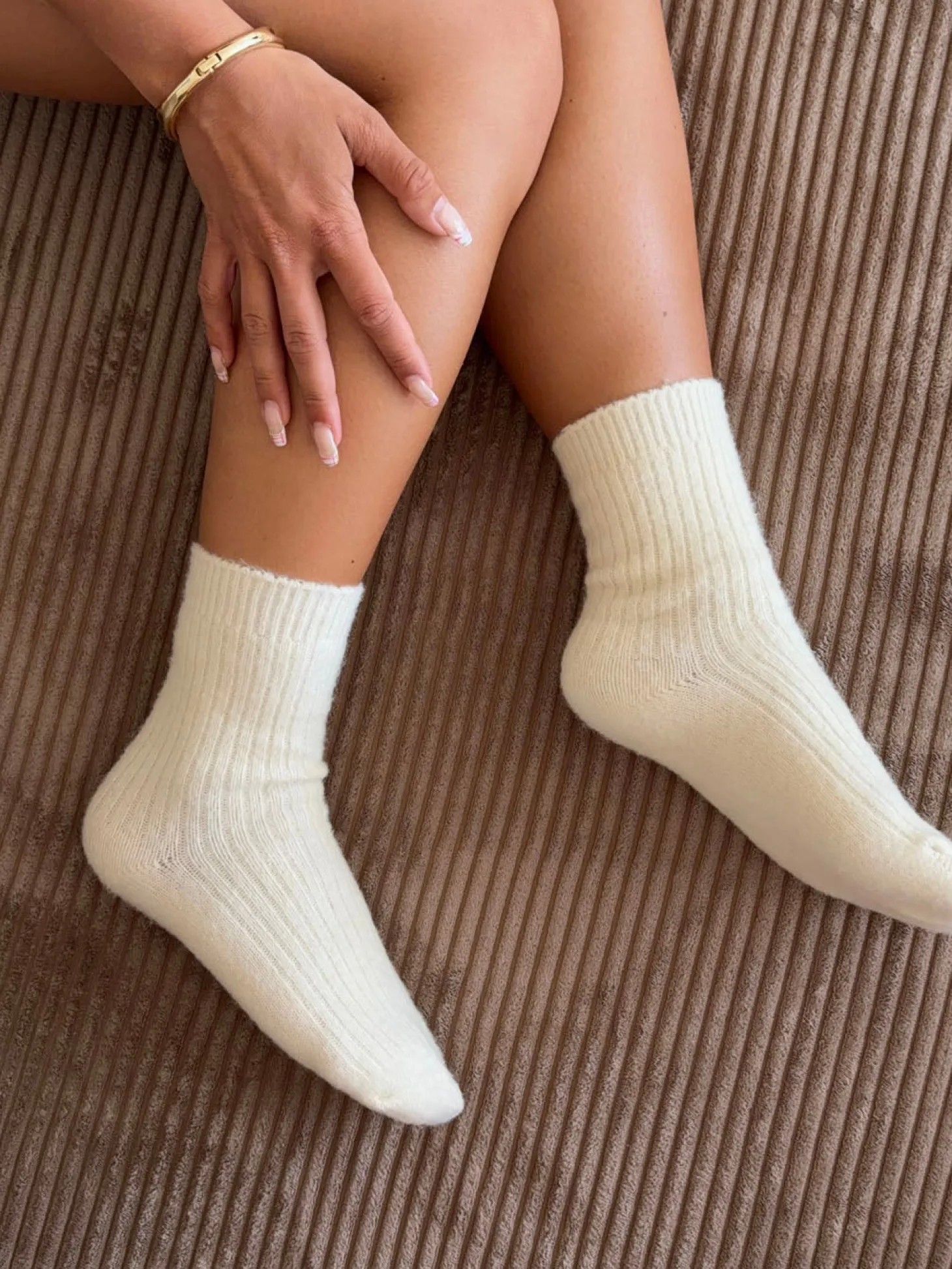 2-pak strikkede strømper - Beige/brun