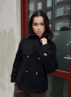 Patricia kort trenchcoat - Sort