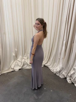 Pauline kjole med åben ryg - Taupe
