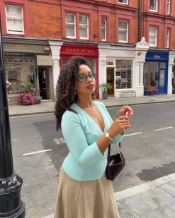 Penny bluse med trekvartærmer - Turquoise