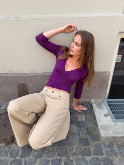 Penny bluse med trekvartærmer - Lilla