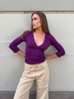 Penny bluse med trekvartærmer - Lilla