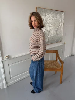 Rainova strik med striber - Beige/multifarvet