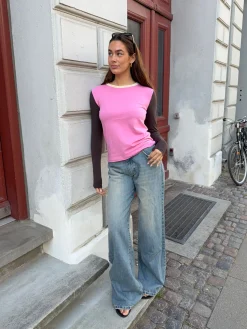 Ranaya bluse - Lyserød/brun/beige