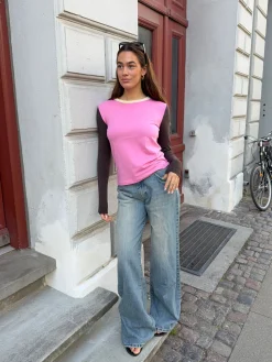 Ranaya bluse - Lyserød/brun/beige