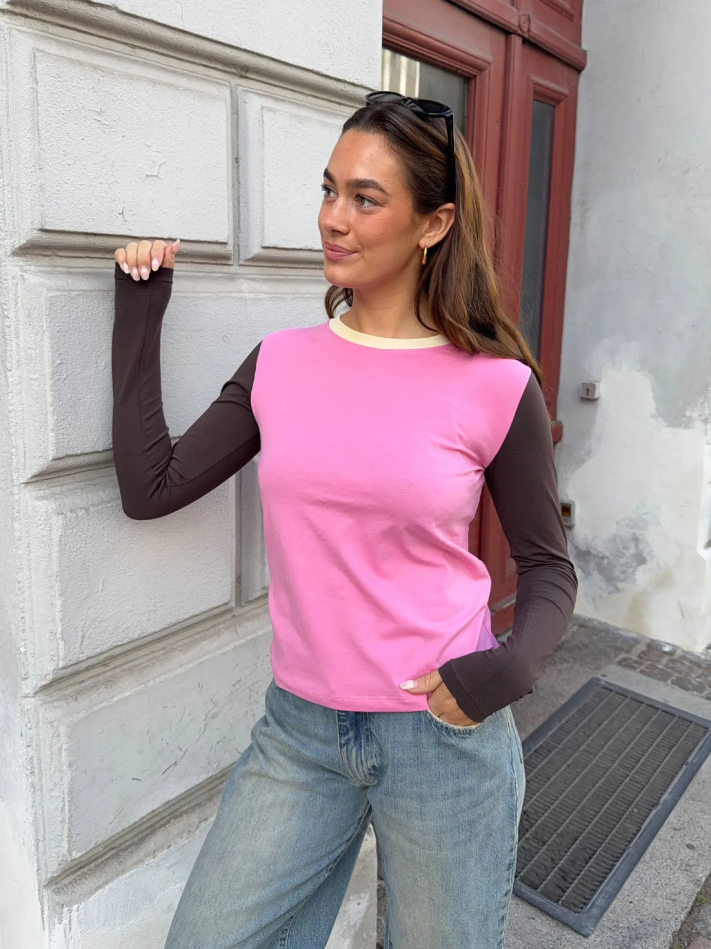 Ranaya bluse - Lyserød/brun/beige