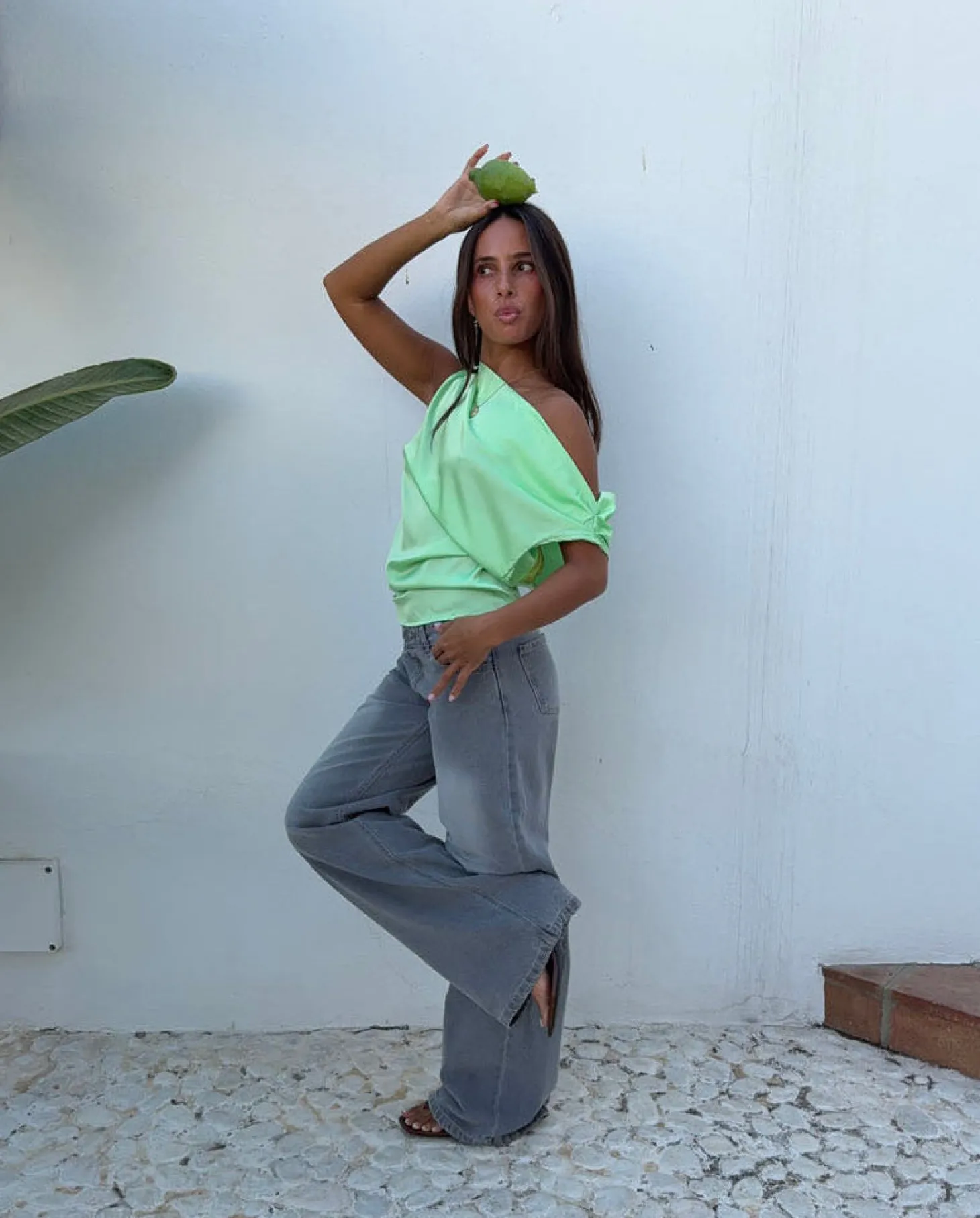 Ranya lavtaljede jeans - Lys grå