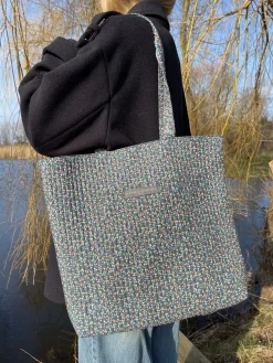 Rhodes net med blomster - navy/grøn