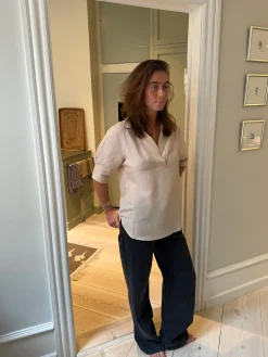 Ria bluse i hørblanding - Beige