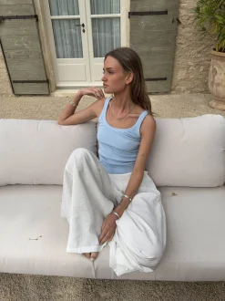 Rinina ribbet top - Blå