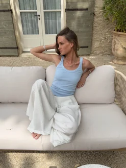 Rinina ribbet top - Blå