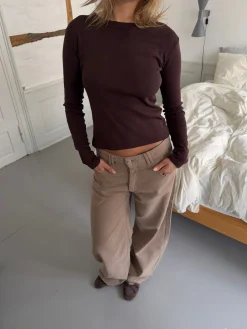 Roleo langærmet bluse - Brun