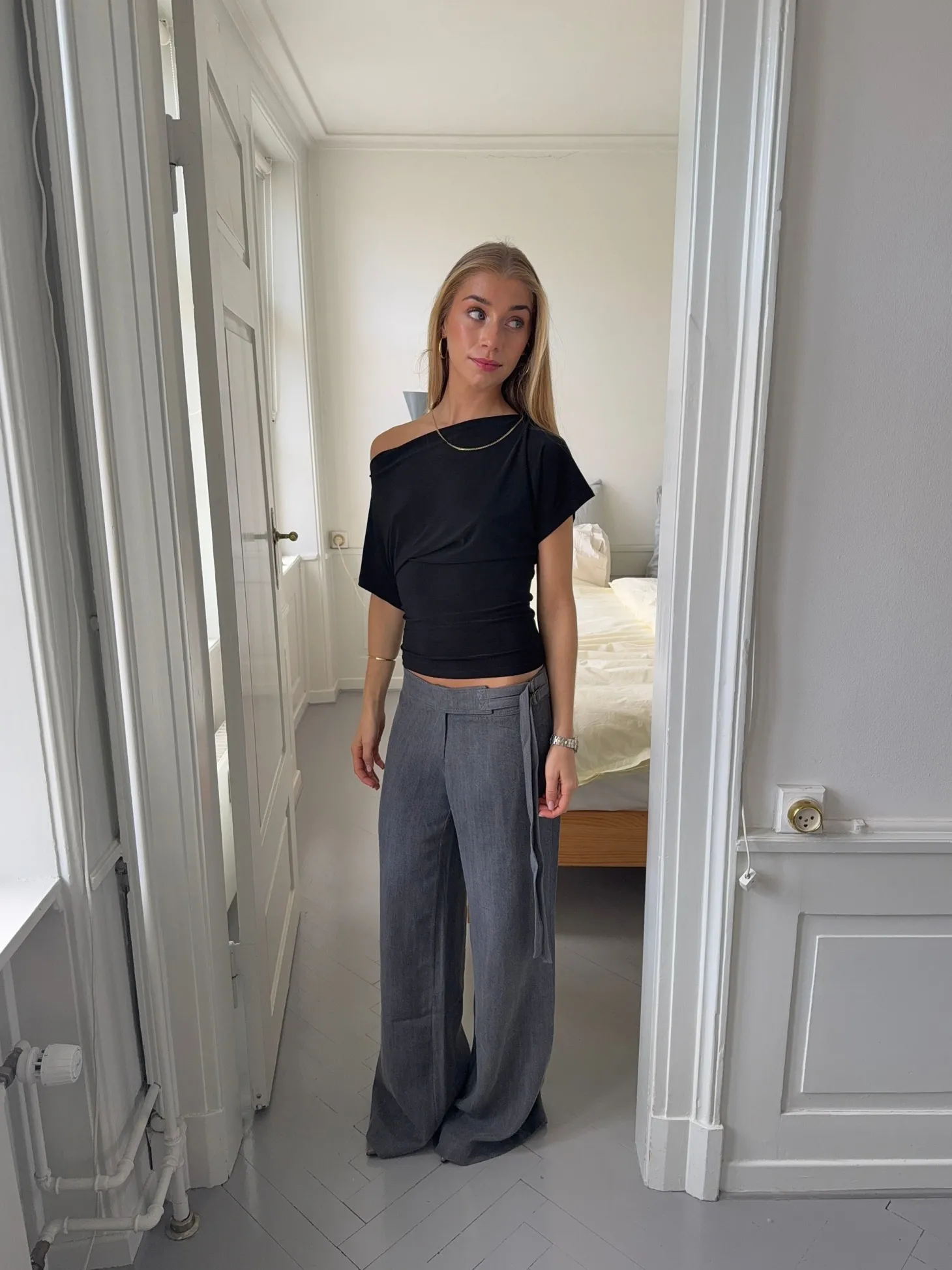 Ronya bukser med bælte - Grå