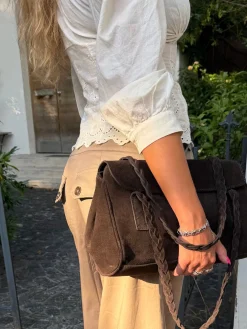 Rowan taske med flet - Mørkebrun