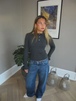Sandra strikket polo - Mørk grå