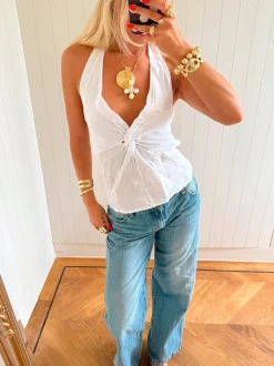 Scandivv halterneck-top med bindebånd - Hvid