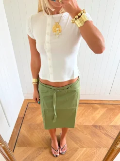Scandivv t-shirt med knapper - Hvid