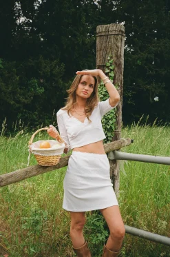 Shay pointelle nederdel - Hvid