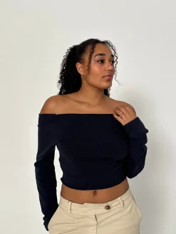 Simona 2 ways bindebluse - Navy