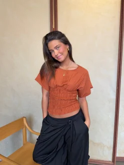 Sina top med smock - Orange