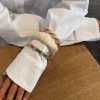 Sola armbånd med striber - Grøn/off white/brun/guld