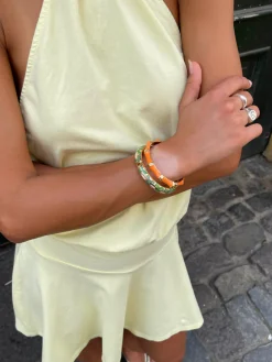 Sola armbånd med striber - Orange/guld