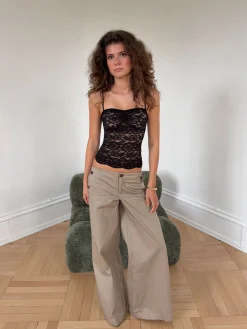 Solveig top i blonder - Sort