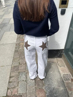 Star jeans med brune stjerner - Hvid
