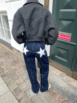 Star jeans med hvide stjerner - Mørk denim