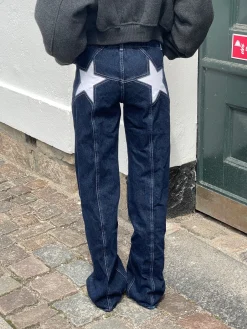 Star jeans med hvide stjerner - Mørk denim