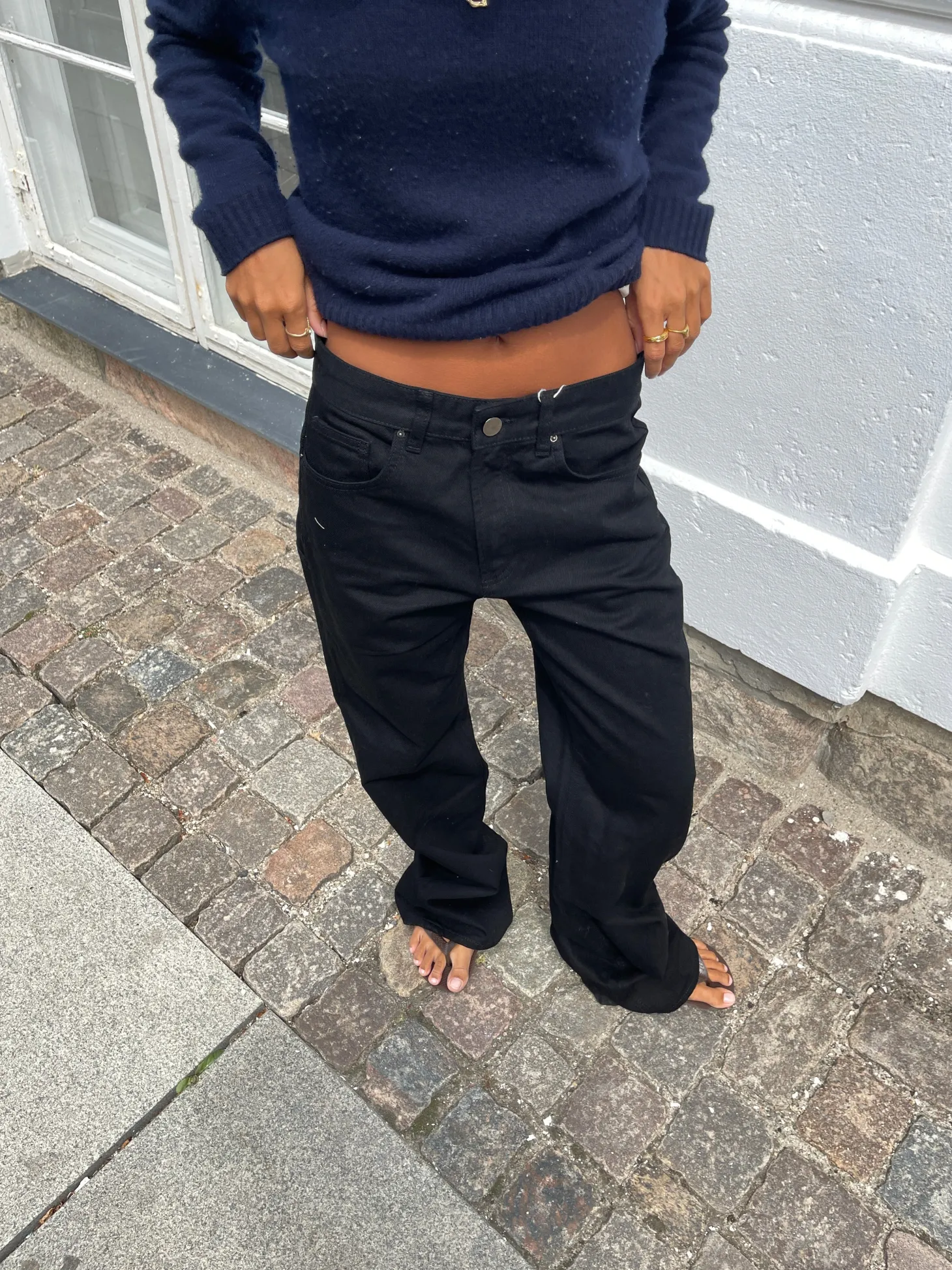 Star jeans med leopard stjerner - Sort