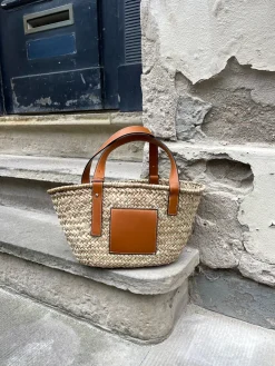 Strandtaske i flet - Beige