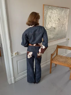 Suivinia jeans med koprint - Blå