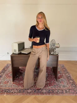 Sussa bukser med detaljer - Lysebrun