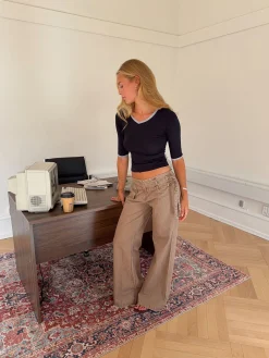 Sussa bukser med detaljer - Lysebrun