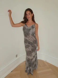 Susyla kjole i zebraprint - Sort/hvid/grå