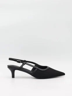 Suzanne slingback hæle med detaljer - Sort