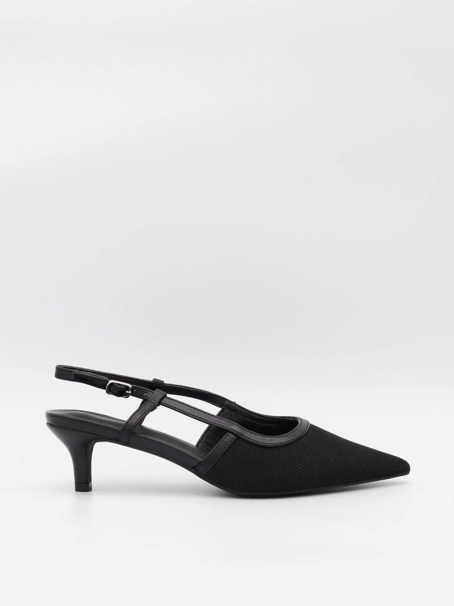 Suzanne slingback hæle med detaljer - Sort