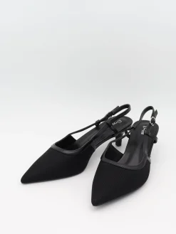 Suzanne slingback hæle med detaljer - Sort