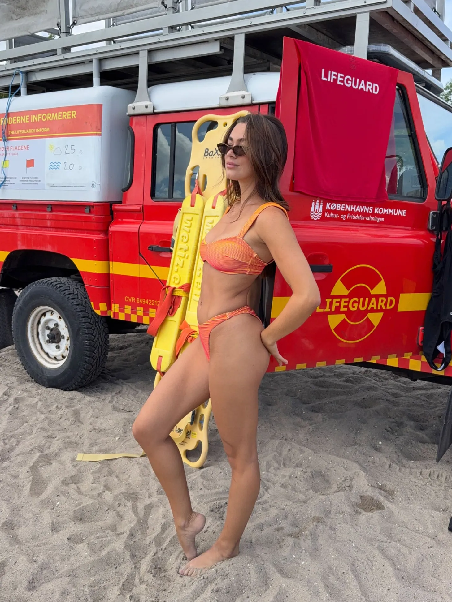 Sveva bikini med striber- Orange/rød