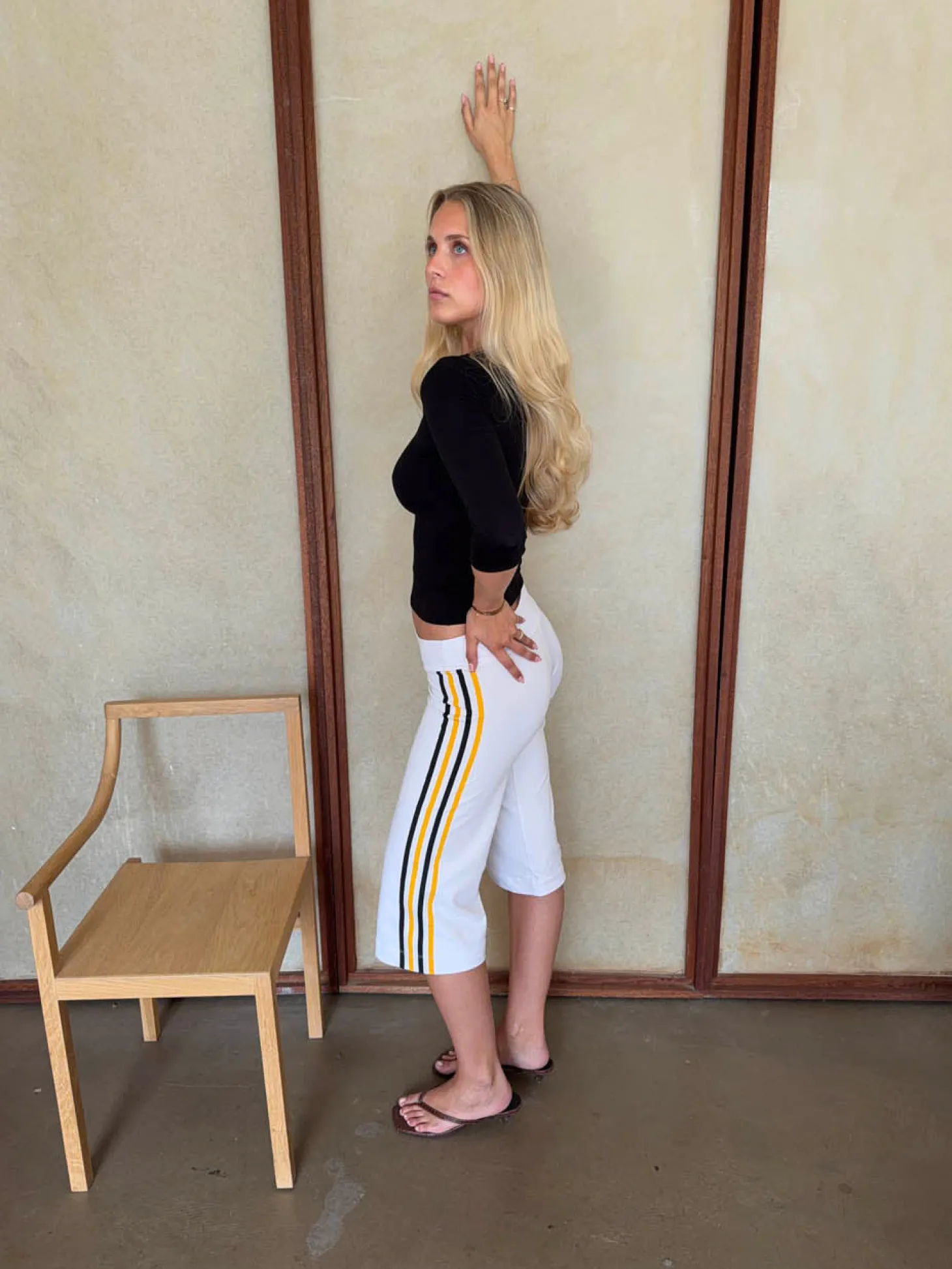 Tazzina capris med striber - Hvid/gul/sort