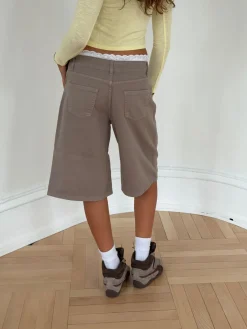 Teha bermudashorts med blonder - Beige/hvid
