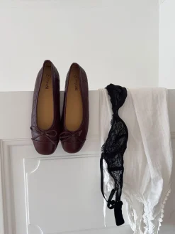 Tessa ballerina med sløjfe - Brun