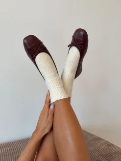 Tessa ballerina med sløjfe - Brun