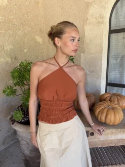 Tinnia halterneck top - Orange