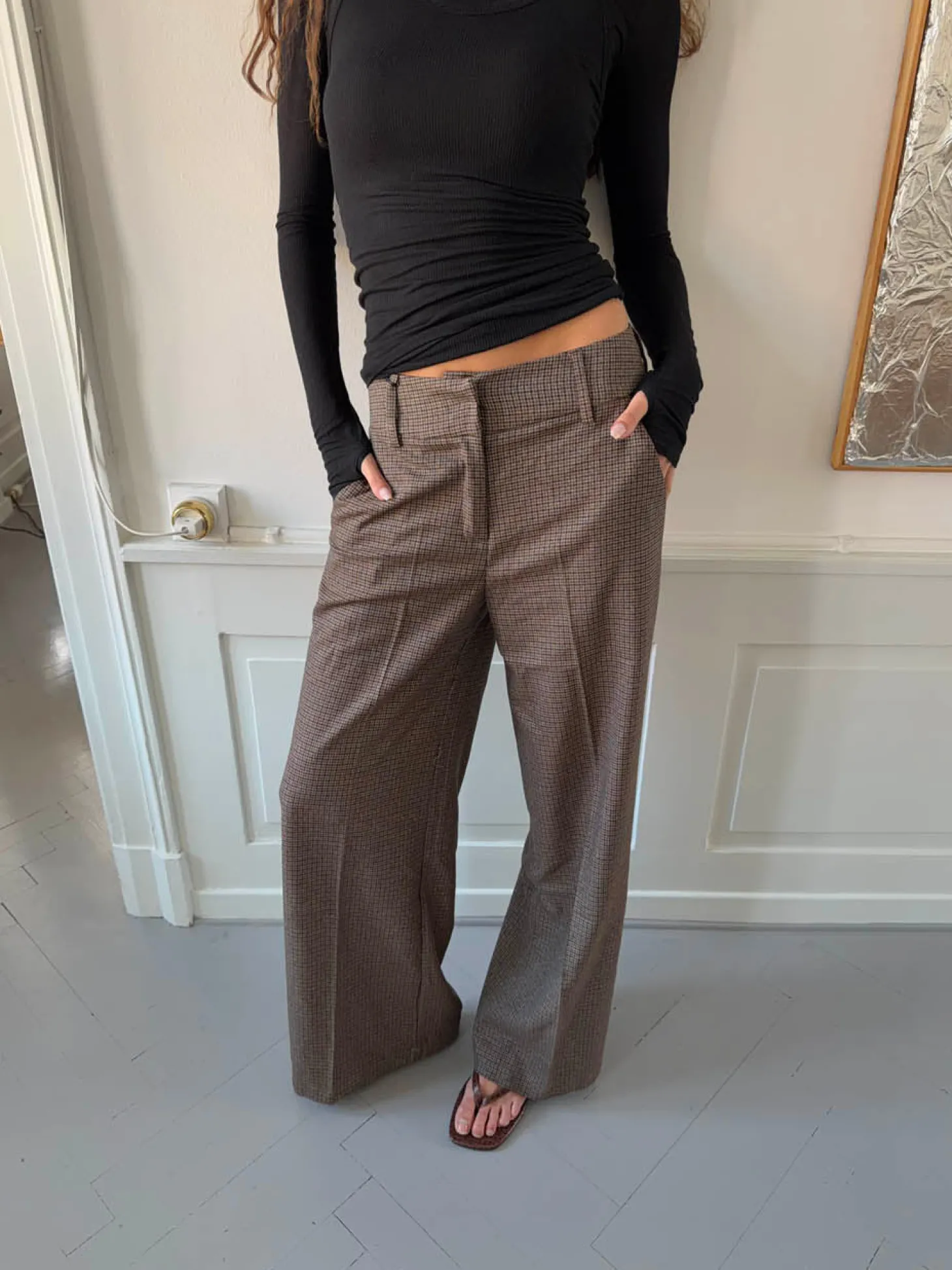 Tulle suitbukser med tern - Brun/sort
