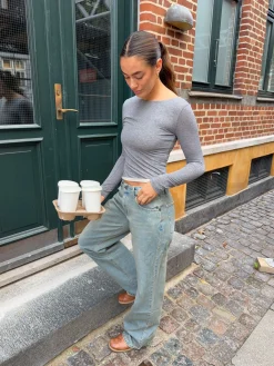 Tuva lavtaljede jeans - Lys denim