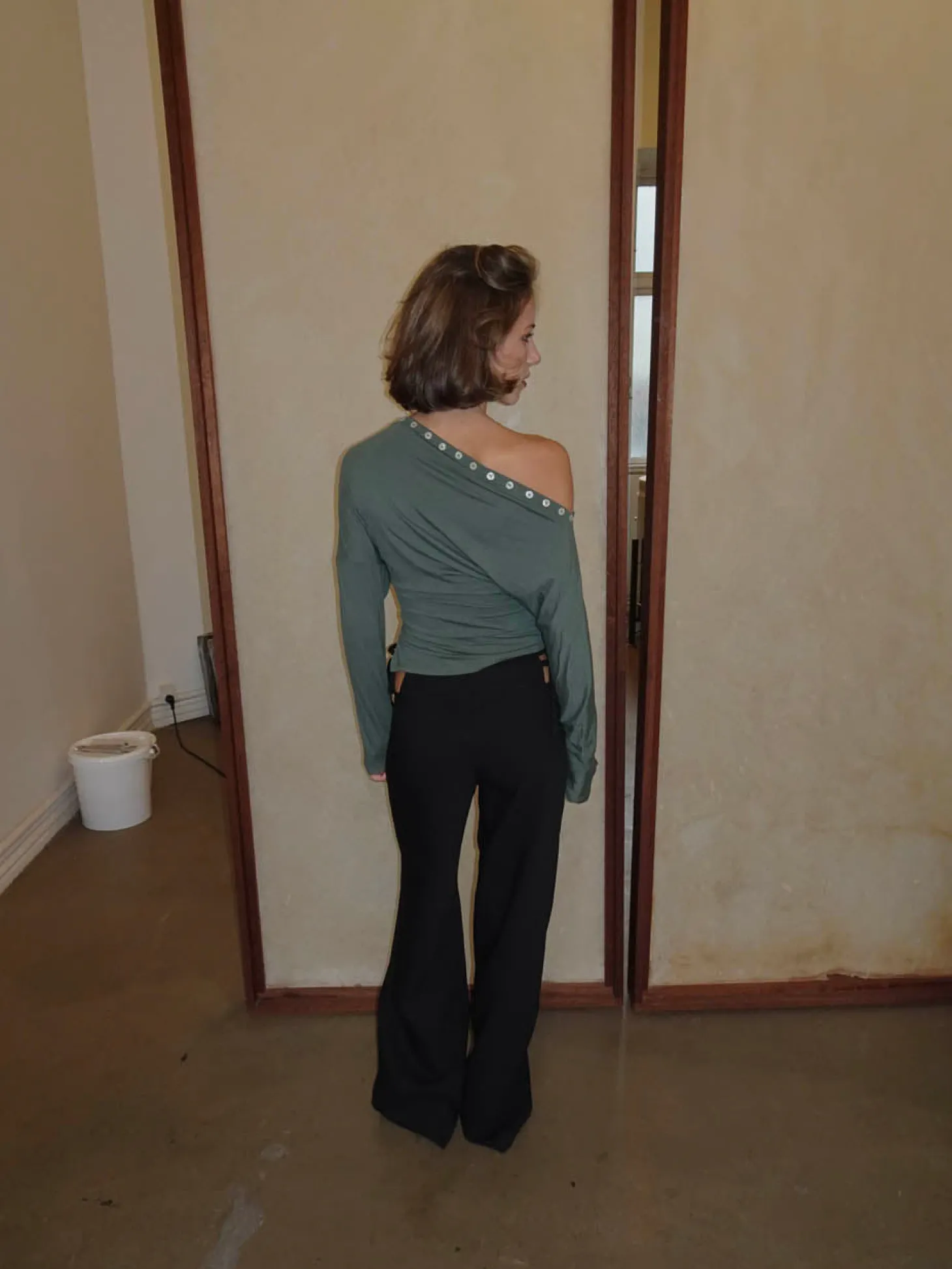Ukana bluse med knapper - Kaki