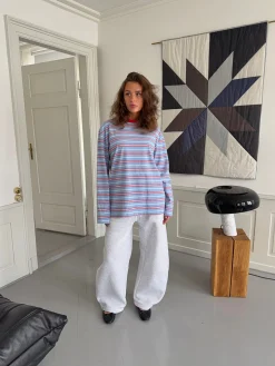 Vera bluse med striber - Rød/hvid/blå