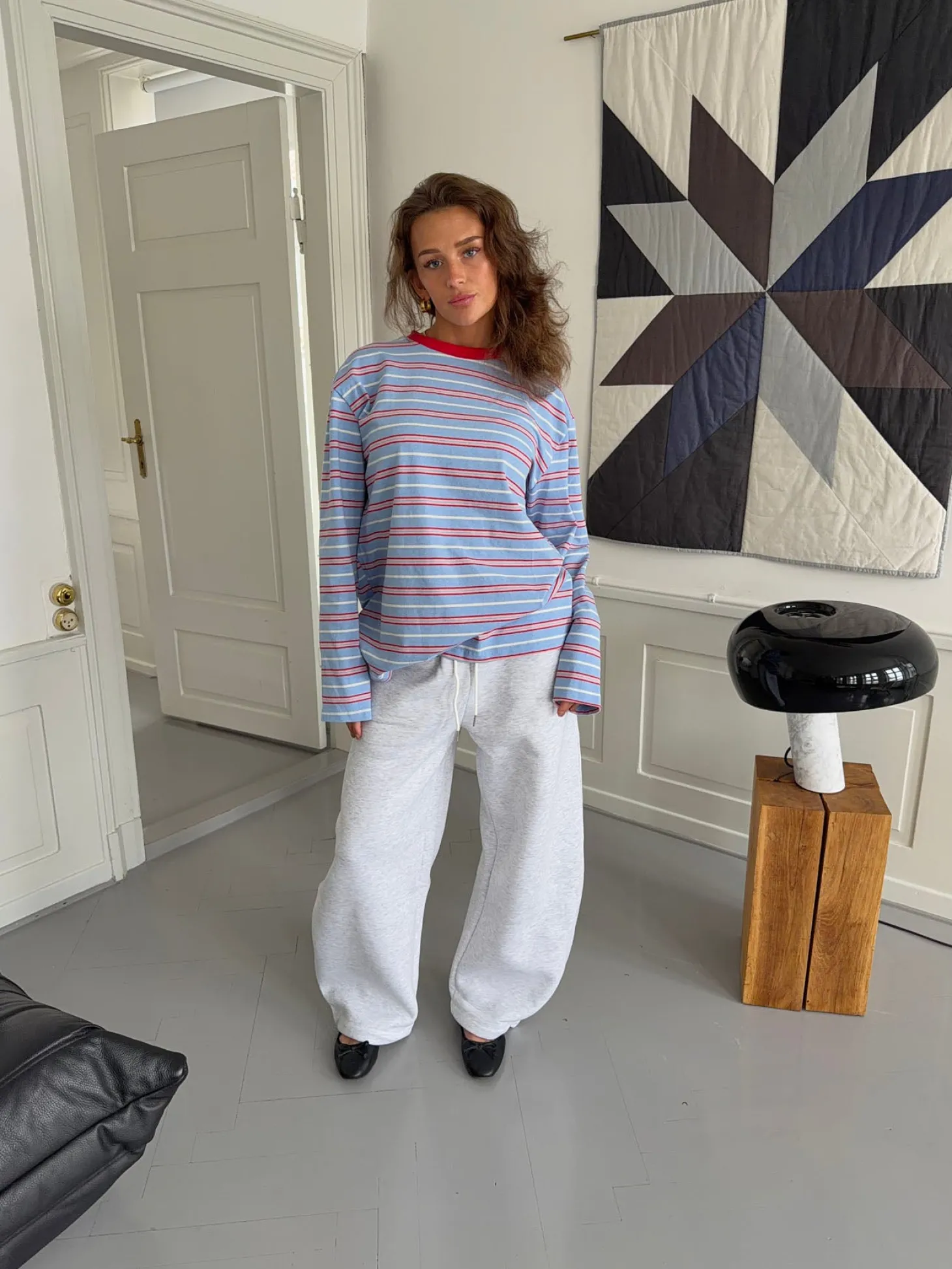Vera bluse med striber - Rød/hvid/blå
